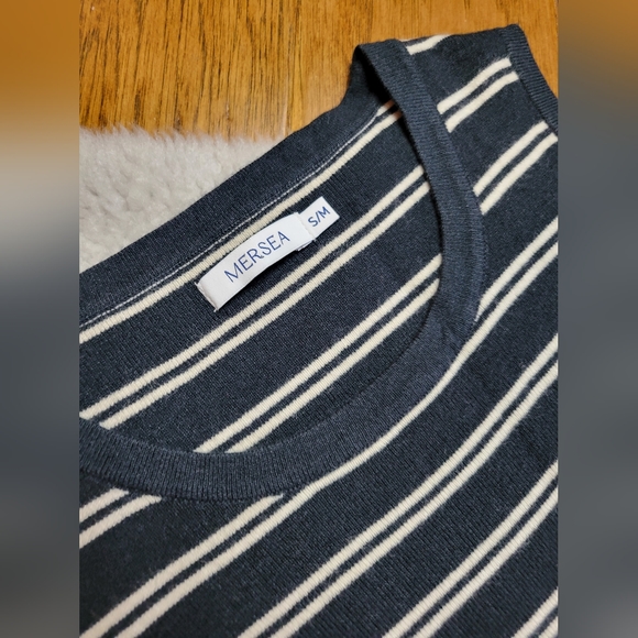 Mer Sea Anywhere Tunic Open Sides Navy Blue Stripes Women's Small/Medium - Picture 6 of 10